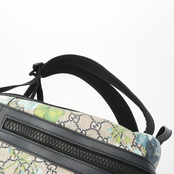 Gucci GG Blooms Backpack Beige Blue Canvas Leather Daypack - Picture 3 of 9